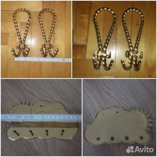 Вешалка крючки латунь* 2 крючка держатель ключница