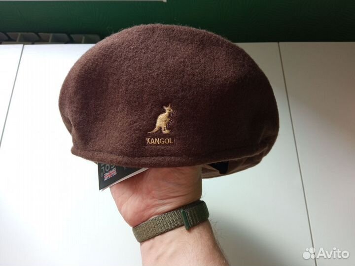 Коричневая кепи шапка шерстянная Kangol Кангол