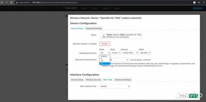 WiFi6E 11ax Mini PCIe AW7916-NPD