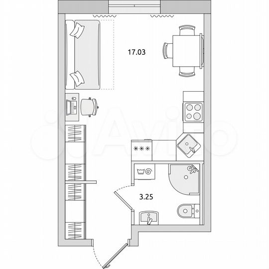 Квартира-студия, 23,7 м², 3/21 эт.