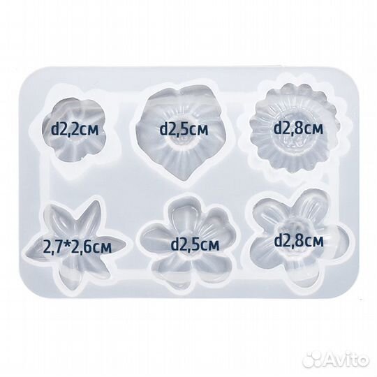 Силиконовый молд - Цветы №1, 8х6см