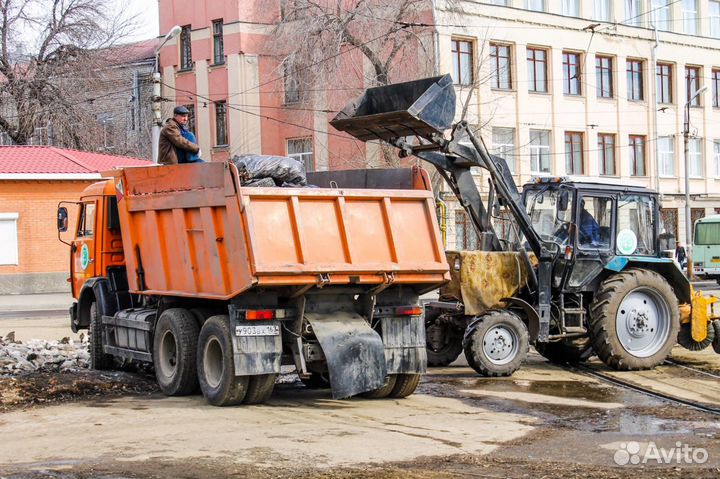 Вывоз мусора самосвалами 20м3, 10м3