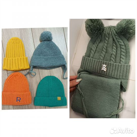 Шапки 6-24 месяцев h&m, zara, baby go