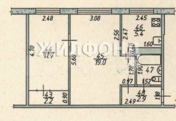 2-к. квартира, 44 м², 1/5 эт.