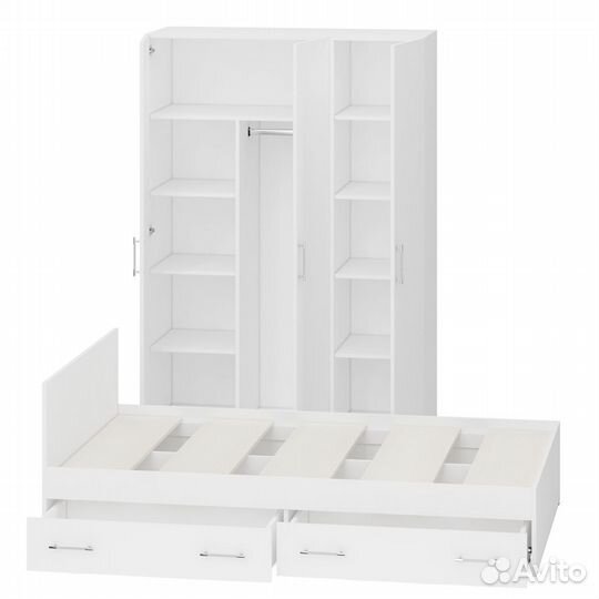 Спальный гарнитур белый № 1 Стандарт с кроватью 1200 с ящиками, цвет белый, спальное место 1200х2000