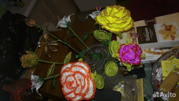 Розы из бисера