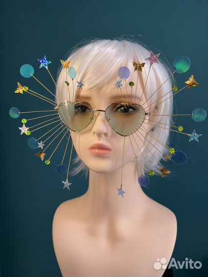 Очки карнавальные с пайетками в форме сердца