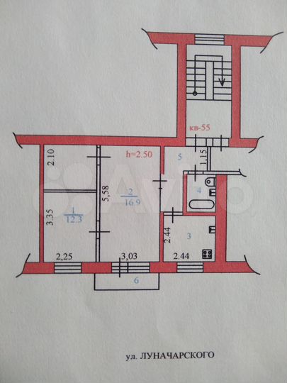 2-к. квартира, 44,3 м², 4/5 эт.