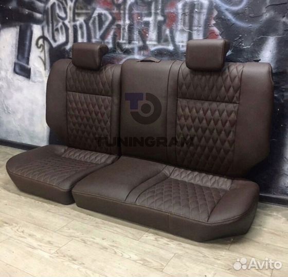 Обивка сидений ваз Коричневая Экокожа Ромб