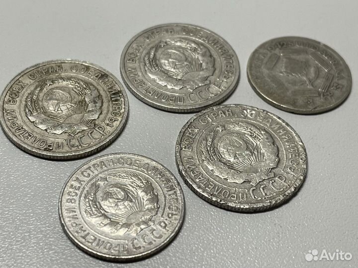 Серебро 15, 20 коп, 6 пенс 5 шт все сразу