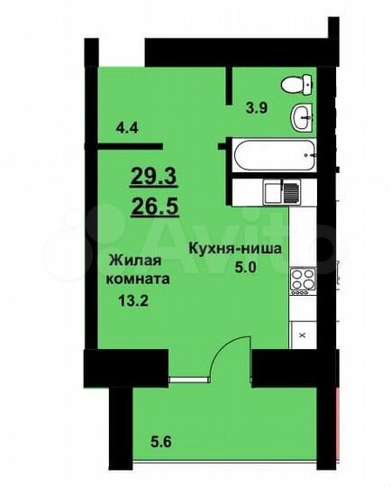 Квартира-студия, 29,9 м², 5/12 эт.