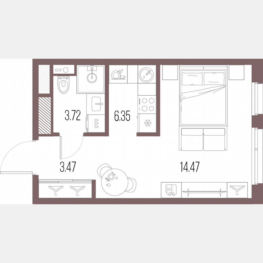 Квартира-студия, 28,1 м², 2/10 эт.