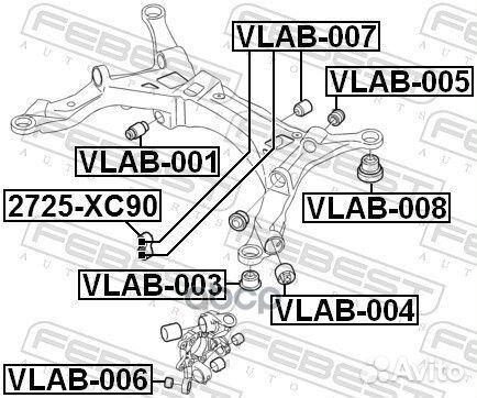 Сайлентблок балки моста зад прав/лев vlab007