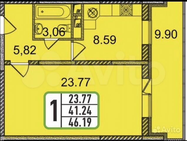 1-к. квартира, 46,2 м², 10/17 эт.