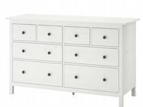 Hemnes хемнэс шкаф витрина с 3 ящиками белая морилка светло коричневый