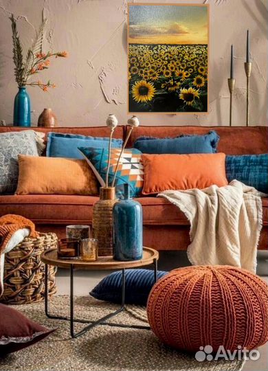 Картина маслом пейзаж подсолнухи