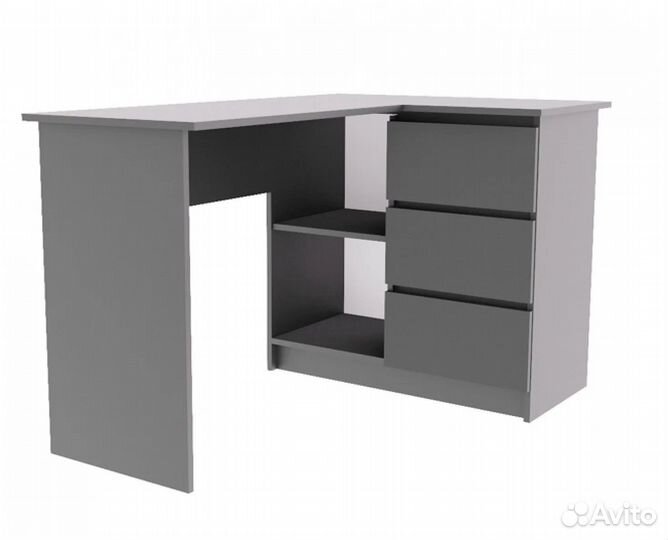 Угловой стол Мори с 3 ящиками мс16 графит