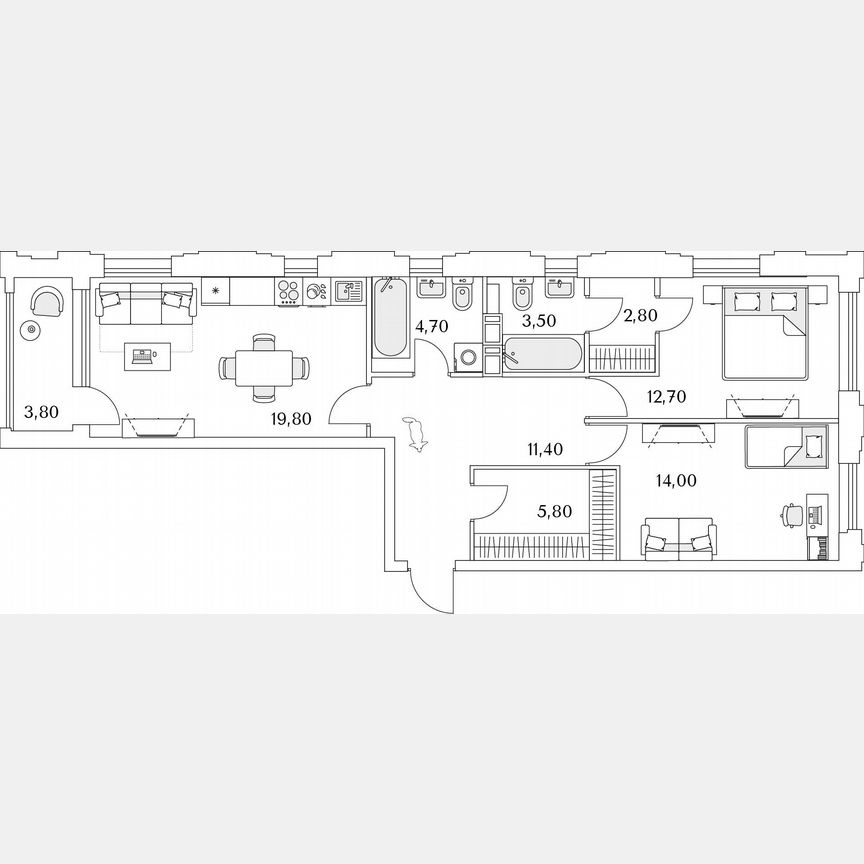 2-к. квартира, 24,3 м², 11/13 эт.