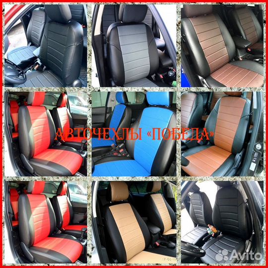 Чехлы Mitsubishi Lancer 10 2 из экокожи чёрно-серы