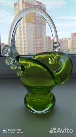 Ваза конфетница цветное стекло