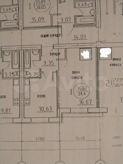 1-к. квартира, 34,3 м², 2/3 эт.