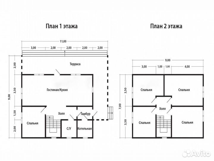 Каркасный дом 126 кв.м. / имитация бруса