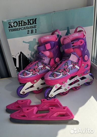 Ролики 2-в-1 и коньки 33 - 36 размер