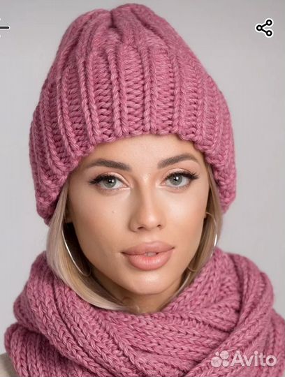 Комплект шапка и снуд женский