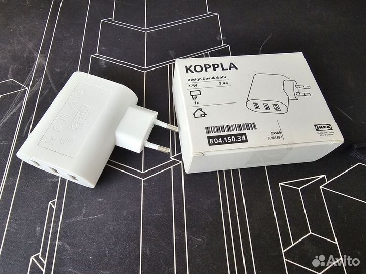 Зарядное устройство Икеа коппла 3 порта usb 2А