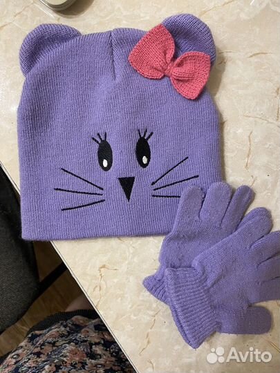 Комплект шапка, перчатки 3-4 года