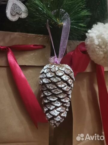 Ёлочная игрушка, шишка кедровая большая