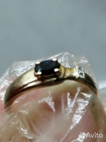 Золотое кольцо585 сапфир бриллиант