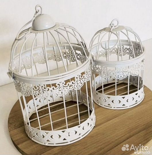 Декоративная клетка круглая белая металл