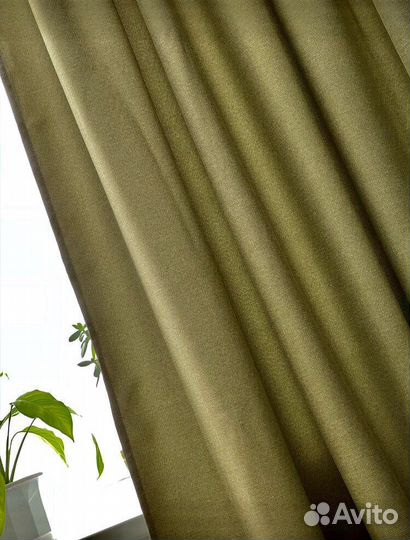 Шторы блэкаут оливковые зеленые рогожка