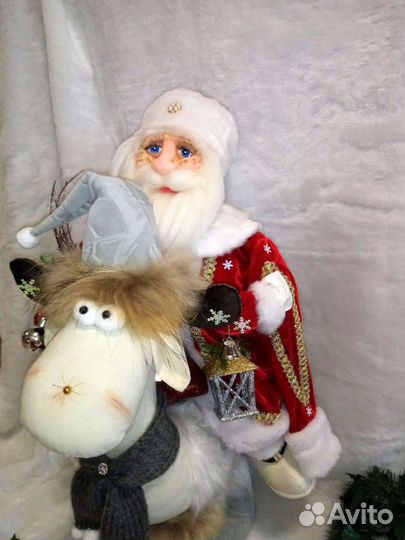 Дед Мороз и Лось интерьерные игрушки
