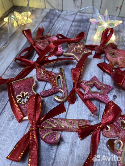 Елочные игрушки из эпоксидной смолы набор