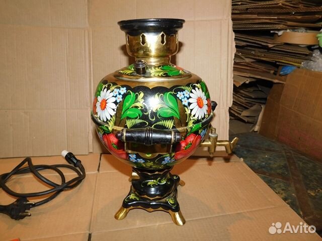 Антикварный,красивый-расписной электро-самовар шар