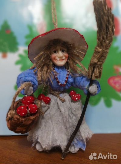 Ватная ёлочная игрушка Баба Яга