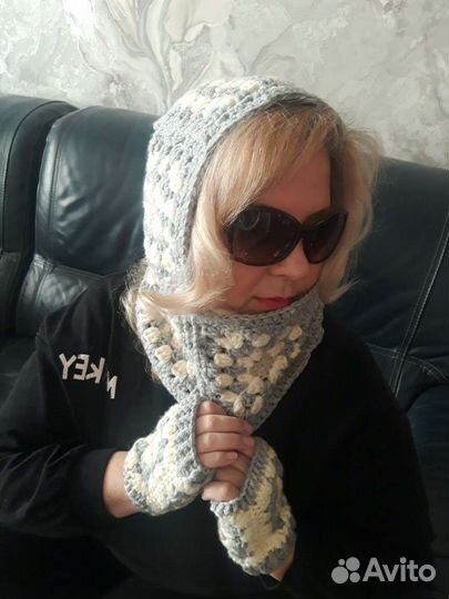 Митенки и капор. Ручная работа