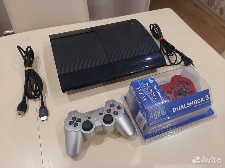 PS3 SuperSlim 500гб 55+ игр 2 джоя