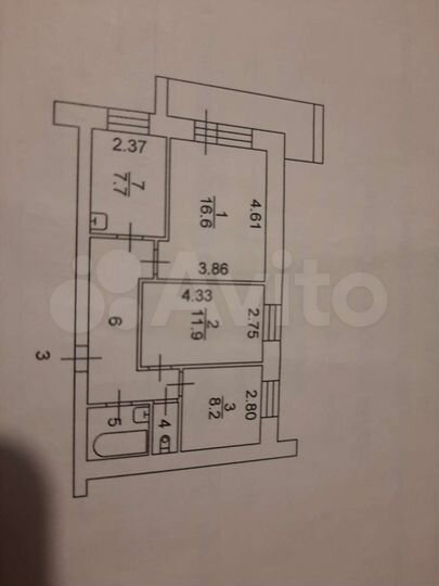 3-к. квартира, 58 м², 1/9 эт.
