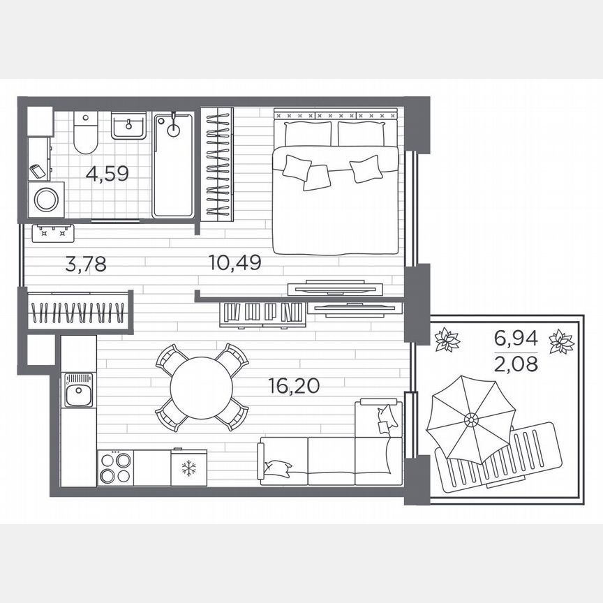 1-к. квартира, 37,1 м², 1/5 эт.