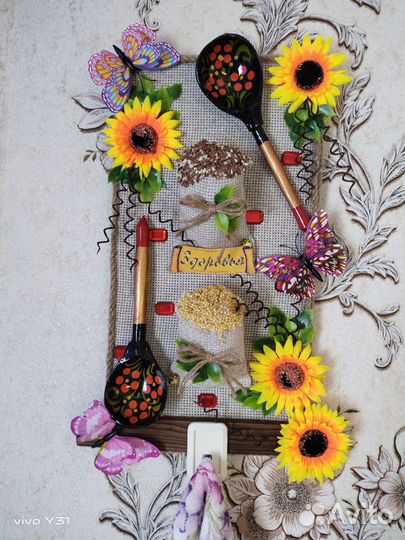 Панно кухонное вешалка ручной работы