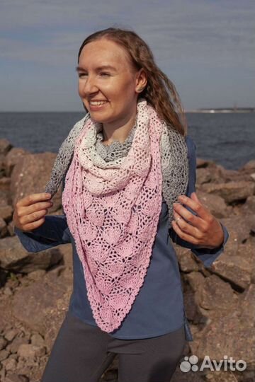 Бактус (косынка, шаль) хлопковый ручной работы