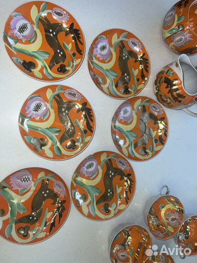 Сервиз чайный золотой олень СССР дулево