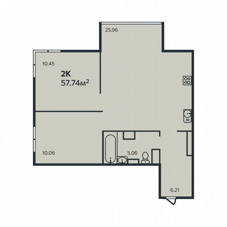 2-к. квартира, 57,7 м², 4/9 эт.