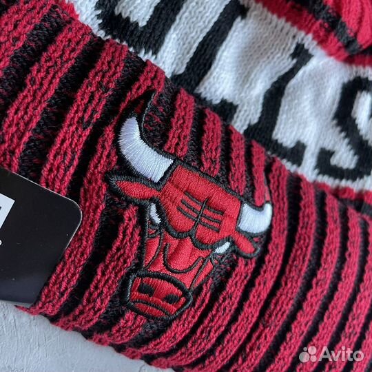 Шапка зимняя Chicago Bulls NBA черно-красная