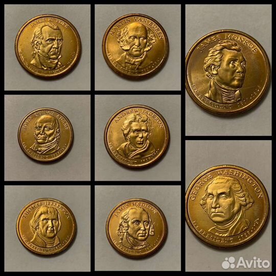Памятные монеты с президентами США 1 доллар