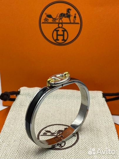 Hermes black браслет жесткий