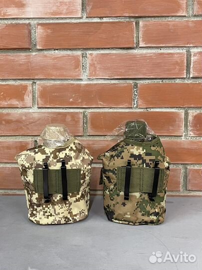 Фляжка армейская тактическая с котелком в чехле